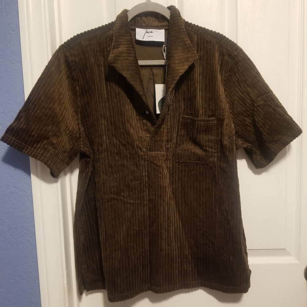 NWT Tocca Short Shirt Men's Corduroy Color Marron Size M